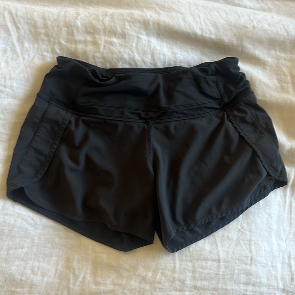 Women's black Lululemon running shorts